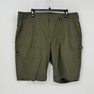 Duluth Trading Co Womens Curvesetter Waistband Olive Green Cargo Shorts Size 18